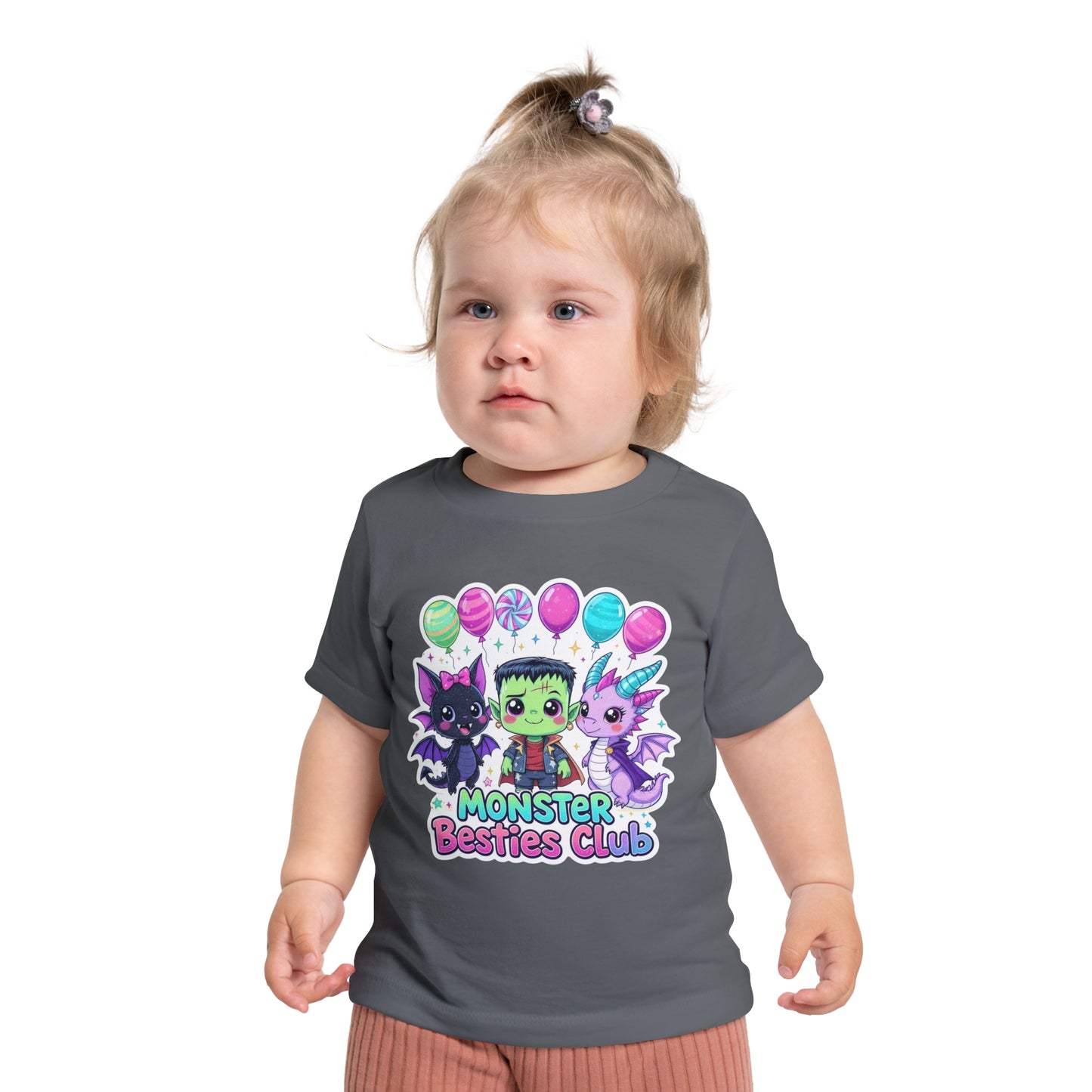 Adorable Monster Besties Club Baby T-Shirt, Cute Kids Tee, Birthday Gift, Halloween Outfit, Playful Apparel