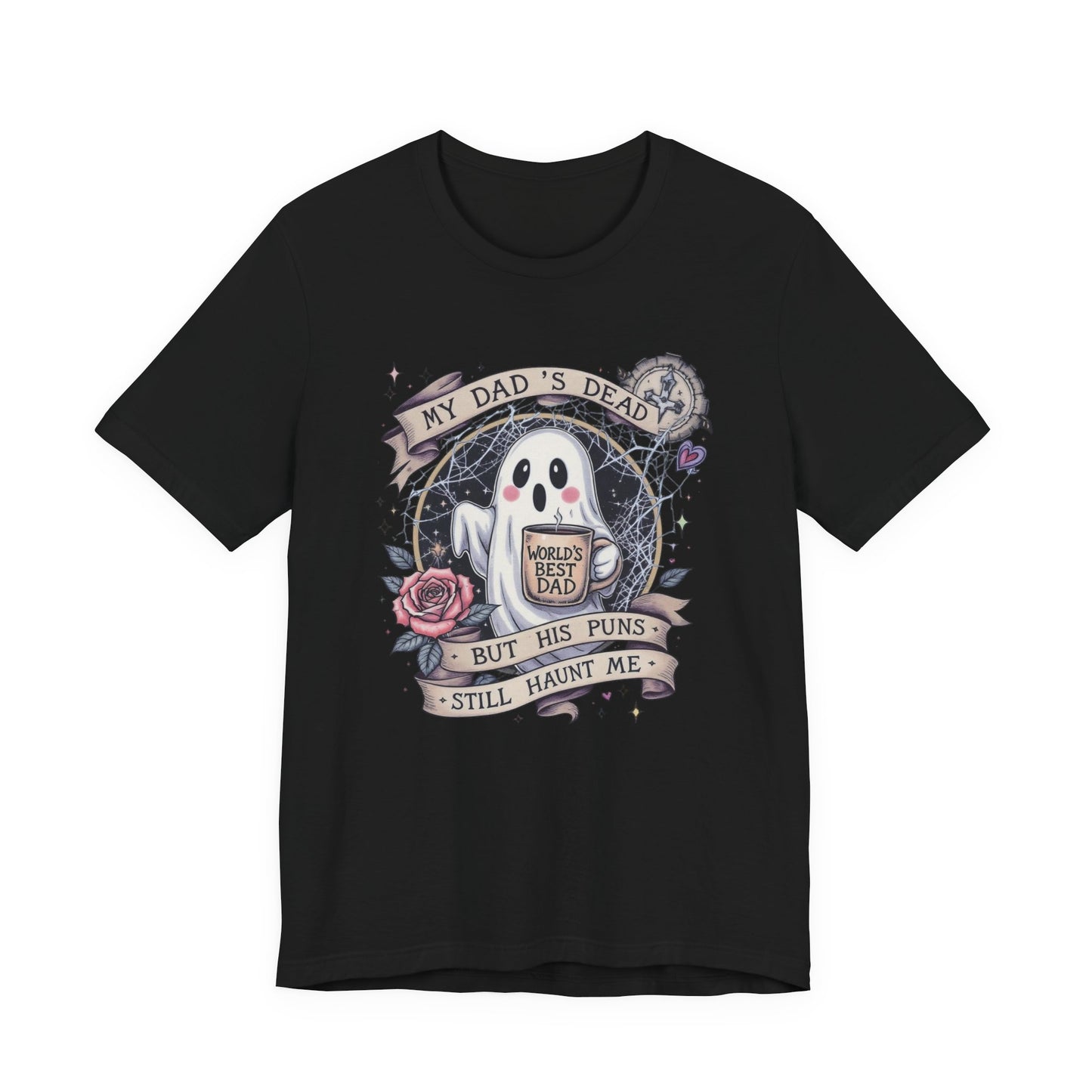 My Dad's Dead Ghost T-Shirt, Funny Grief Tee, Halloween Humor Shirt, Unique Gift for Dad, Spooky Casualwear