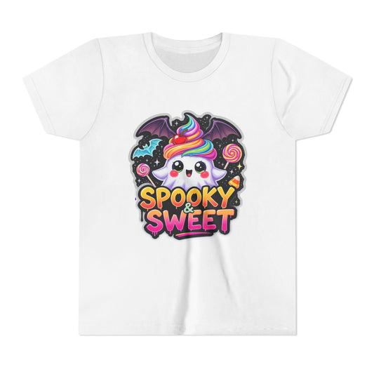 Spooky and Sweet Youth Tee, Halloween Shirt for Kids, Creepy Cute Children's T-Shirt, Fun Scary Graphic Top, Halloween Party Clothing