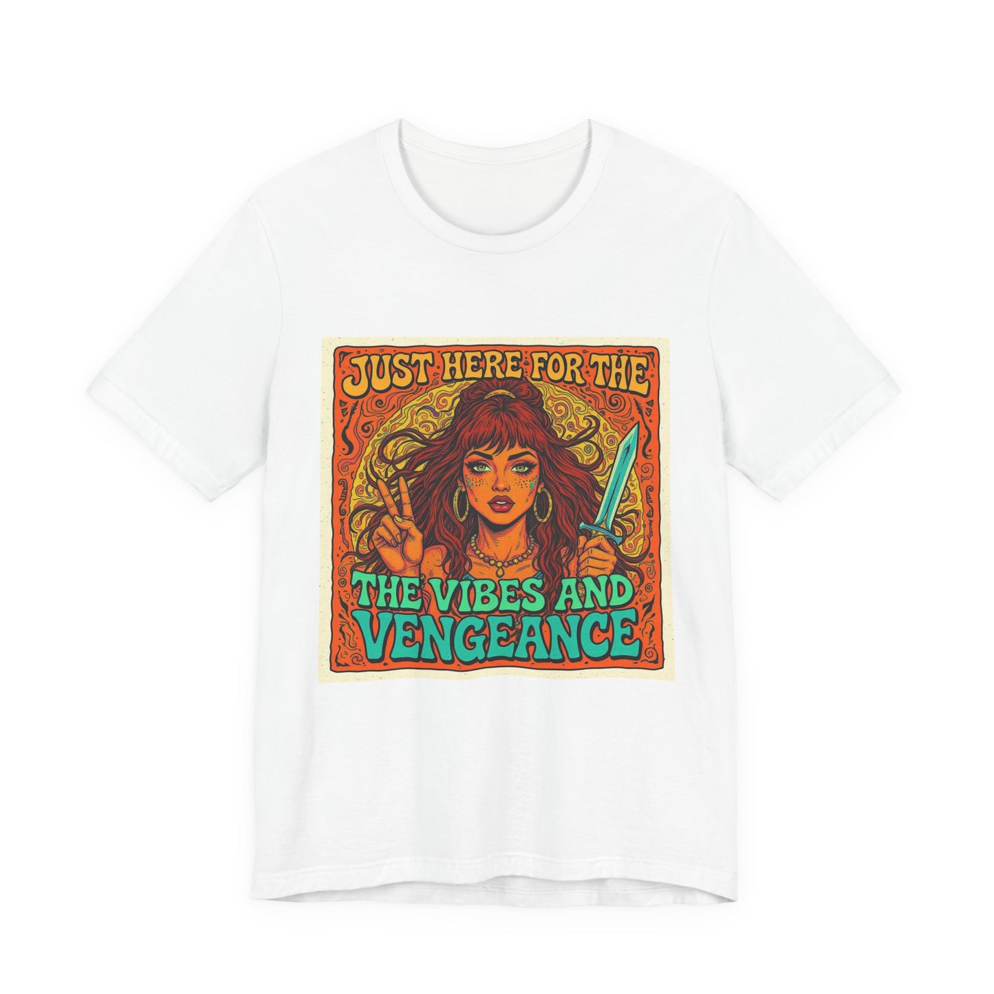Vibes and Vengeance Tee, Graphic T-Shirt, Unisex Short Sleeve Shirt, Gift for Fans, Casual Wear, Empowering Apparel