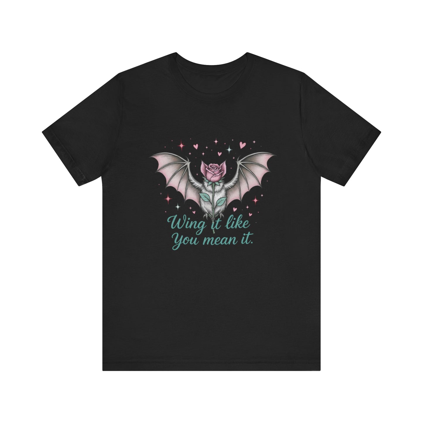 Gothic Floral Graphic Tee - Wing It Like You Mean It, Unisex T-Shirt, Alternative Fashion, Gothic Style, Gift for Her