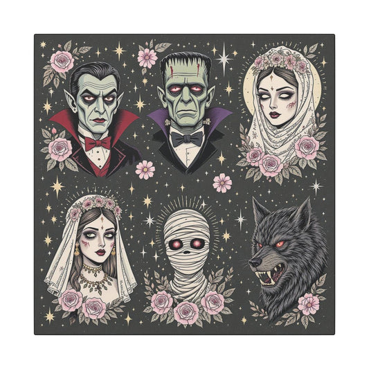 Gothic Horror Art Canvas Print, Wall Decor, Halloween Decoration, Spooky Home Art, Vampire and Monster Wall Art