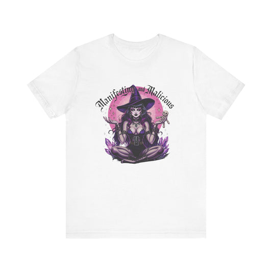 Witchy Manifesting Tee, Unisex Short Sleeve Shirt, Magician Graphic T-Shirt, Boho Style Top, Halloween Gift, Spiritual Empowerment Apparel