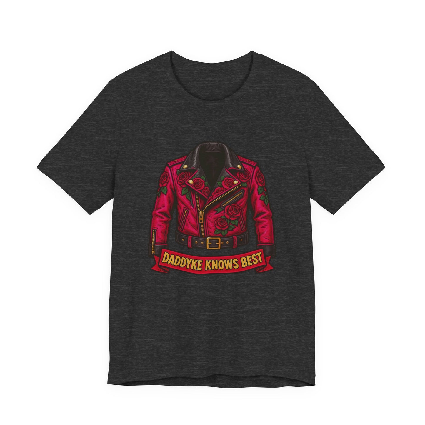 Rockin' Dad's Tee - Unisex Jersey Short Sleeve with Leather Jacket Design, Birthday Gift, Casual Wear, Rock [...]