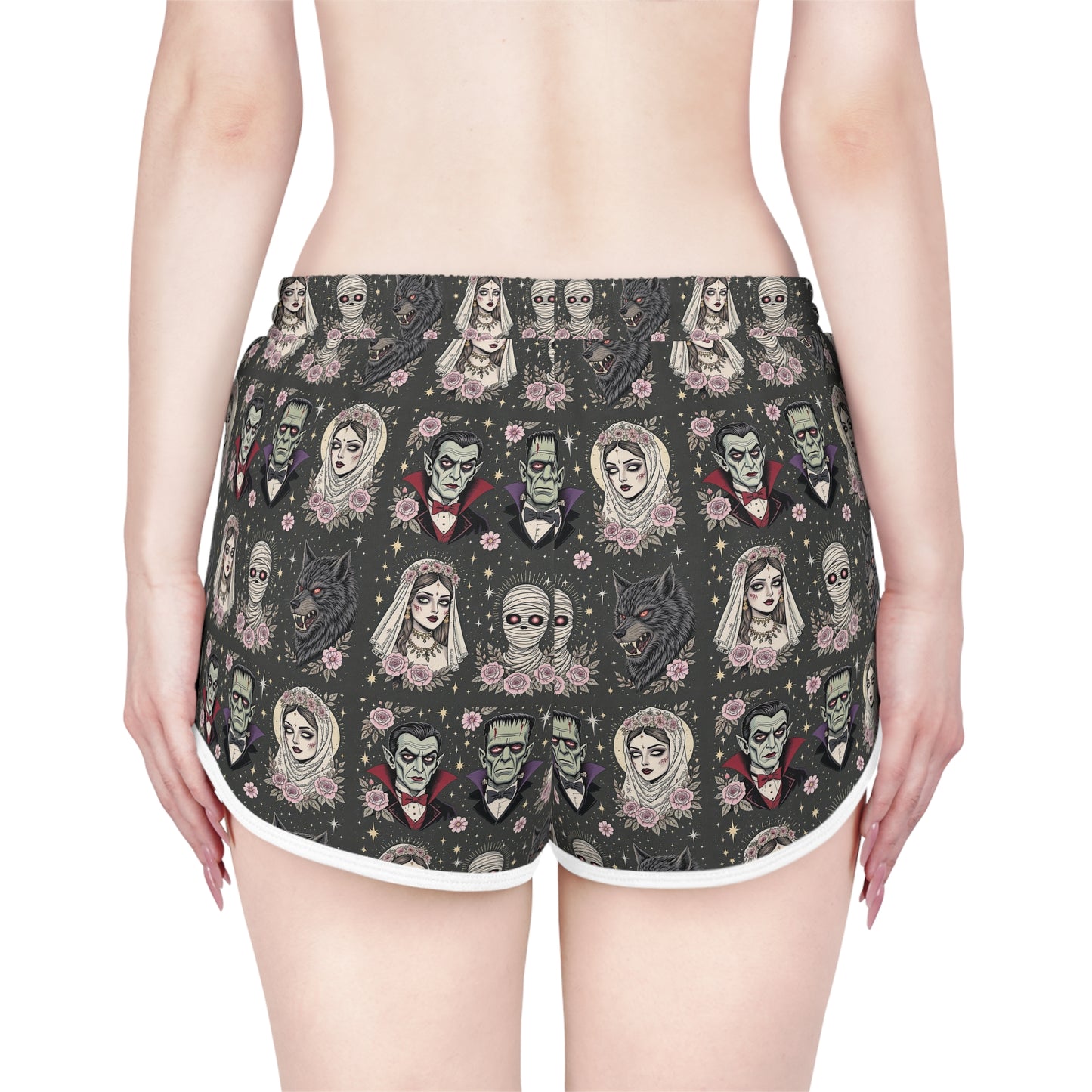 Gothic Women's Relaxed Shorts | Halloween Loungewear, Spooky Shorts, Fictional Characters, Cozy Summer Sleepwear, Party Attire