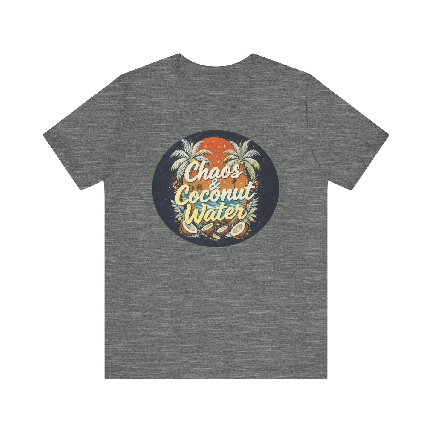 Tropical Vibes Tee - Chaos & Coconut Water Short Sleeve Shirt for Summer Beach Days, Travel, Gifts, Relaxation, Casual Wear, Vacation