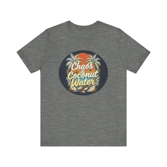 Tropical Vibes Tee - Chaos & Coconut Water Short Sleeve Shirt for Summer Beach Days, Travel, Gifts, Relaxation, Casual Wear, Vacation