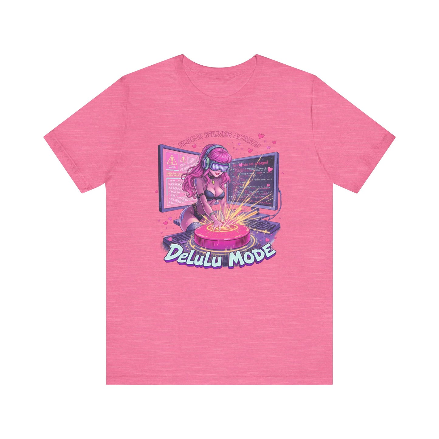 Delulu Mode Graphic Tee, Fun Tech Fashion T-Shirt, Gamer Outfit, Creative Lifestyle Gift, Gamer Girl Short Sleeve Shirt